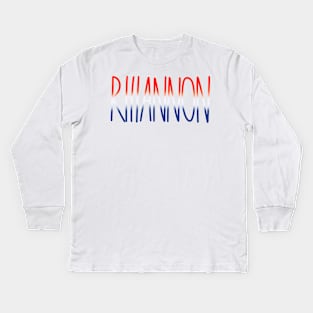 Rhiannon Red White Blue Kids Long Sleeve T-Shirt